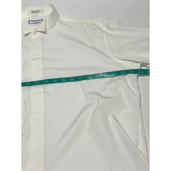 Yves Saint Laurent White Vtg French Cuff Formal Dress Shirt Mens 17 34-35 Logo